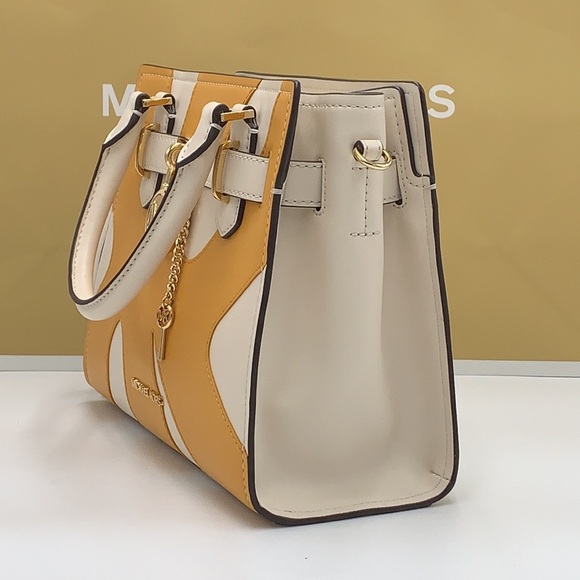 MICHAEL KORS Hamilton Small Two-Tone Satchel GOLDEN ROD MULTI color - Picture 5 of 16